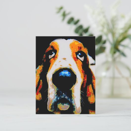 Basset Hound art Briefkaart (Staand voorkant)