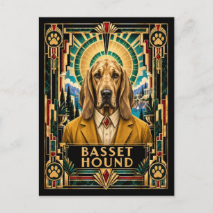 Basset Hound, Art Deco Hond Briefkaart