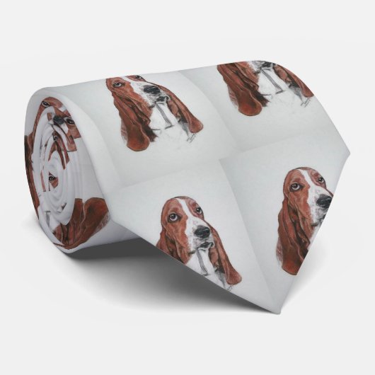 Basset Hound Art over Stropdas. Stropdas (Opgerold)