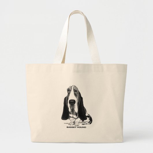 Basset Hound Bag Grote Tote Bag (Voorkant)