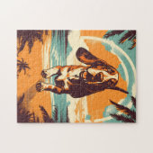 Basset Hound bij een tropisch strand tijdens zonso Legpuzzel (Horizontaal)