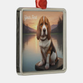 Basset Hound bij het meer Metalen Ornament (Rechts)