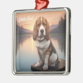Basset Hound bij Lake Metalen Ornament (Links)