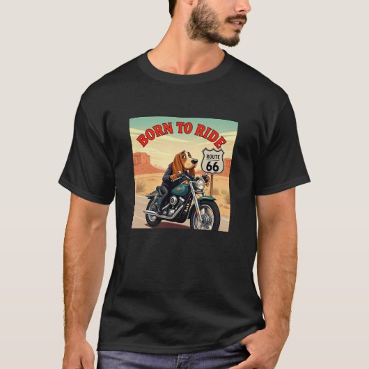 Basset Hound Biker geboren om te rijden T-shirt (Voorkant)