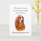Basset Hound Birthday-kaart Kaart (Gele Bloem)
