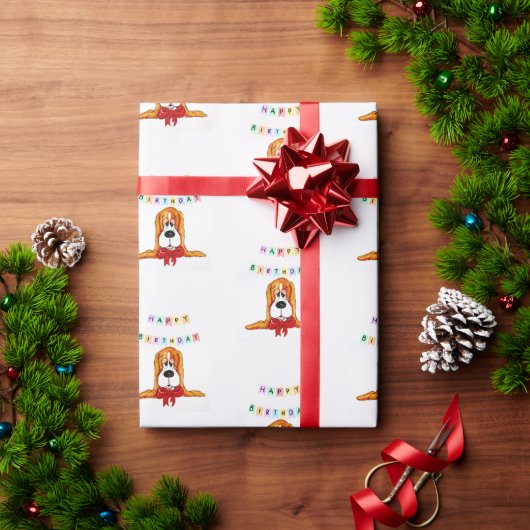 Basset Hound Birthday Wrapping Paper Cadeaupapier (Feestdagen Geschenken)