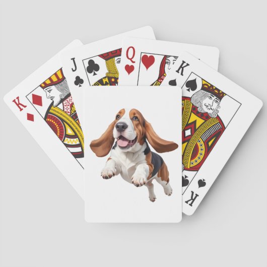 Basset Hound blij speels plezier springen in de lu Pokerkaarten (Achterkant)