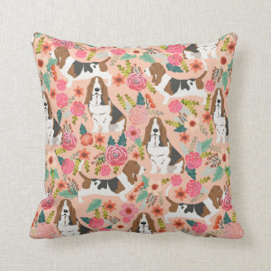 Basset hound bloemen honden kussen - leuk honden o