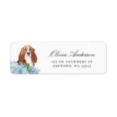 Basset Hound Blue Hydrangea Retouradres Etiket (Voorkant)