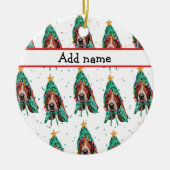 Basset Hound Breed Dog Pattern sterren Kerstmis Keramisch Ornament (Voorkant)