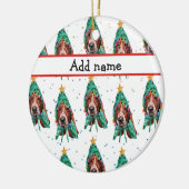 Basset Hound Breed Dog Pattern sterren Kerstmis Keramisch Ornament (Links)