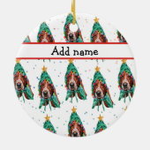 Basset Hound Breed Dog Pattern sterren Kerstmis Keramisch Ornament (Achterkant)