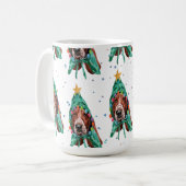 Basset Hound Breed Dog Pattern sterren Kerstmis Koffiemok (Voorkant links)