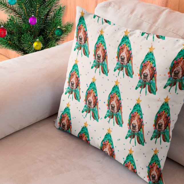 Basset Hound Breed Dog Pattern sterren Kerstmis Kussen (Creator heeft geüpload)