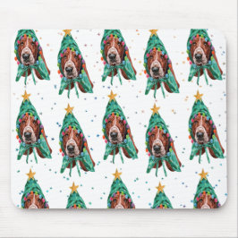Basset Hound Breed Dog Pattern sterren Kerstmis Muismat