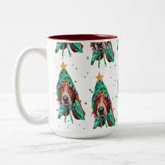 Basset Hound Breed Dog Pattern sterren Kerstmis Tweekleurige Koffiemok