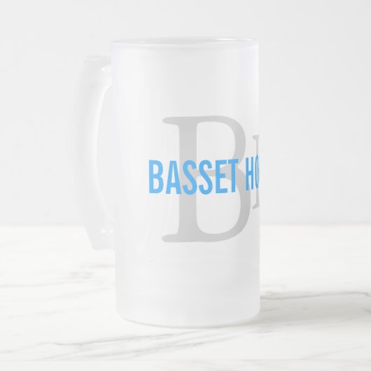 Basset Hound Breed Monogram Design Matglas Bierpul (Voorkant links)