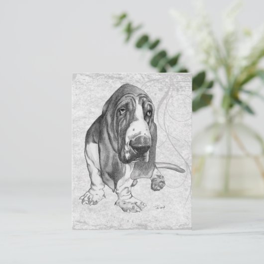 Basset Hound Briefkaart (Staand voorkant)