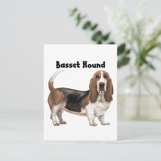 Basset Hound Briefkaart (Staand voorkant)