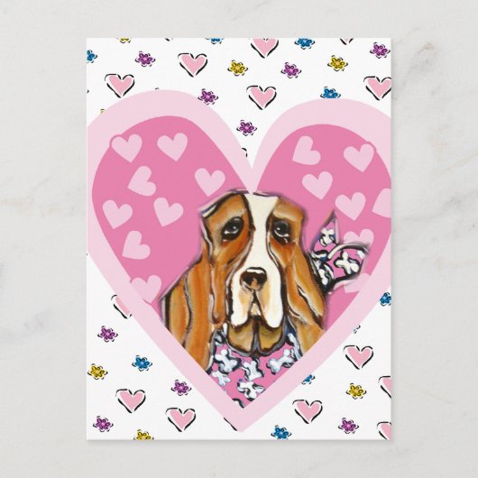 Basset Hound Briefkaart (Voorkant)
