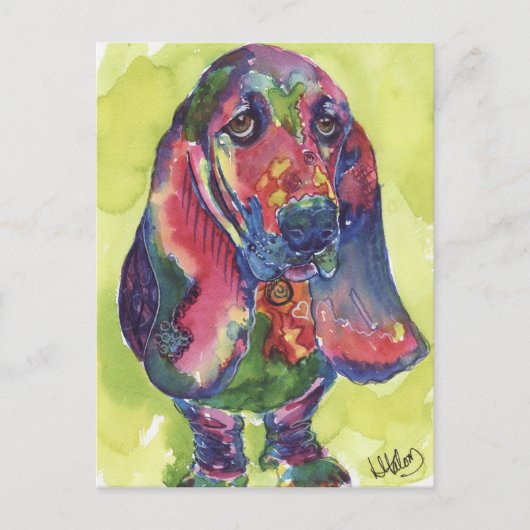 Basset Hound Briefkaart (Voorkant)