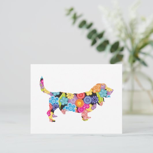 Basset Hound Briefkaart (Staand voorkant)