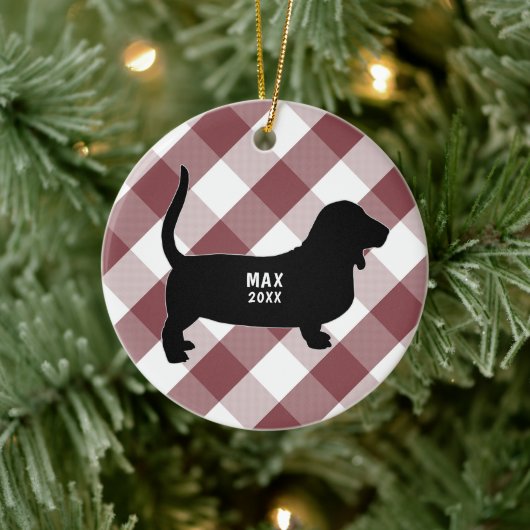 Basset Hound Buffalo Check Keramisch Ornament (Boom)