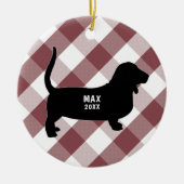 Basset Hound Buffalo Check Keramisch Ornament (Voorkant)