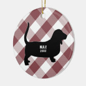 Basset Hound Buffalo Check Keramisch Ornament (Links)