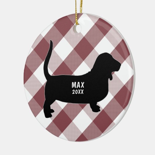 Basset Hound Buffalo Check Keramisch Ornament (Links)