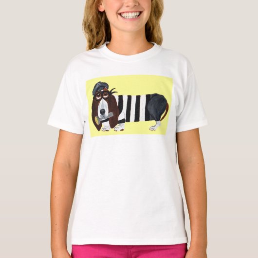 Basset Hound Burglar T-shirt (Voorkant)