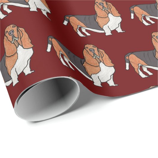 Basset Hound Cadeaupapier (Rol Hoek)