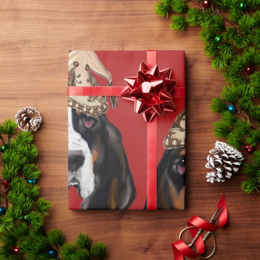 BASSET HOUND   CADEAUPAPIER (Feestdagen Geschenken)