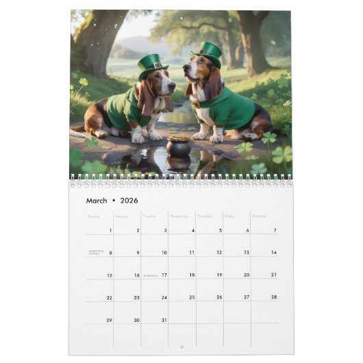 Basset Hound Calendar Kalender (Mar 2026)