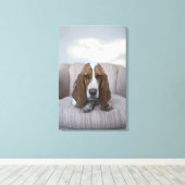 Basset Hound Canvas Afdruk (Insitu (Houten vloer))