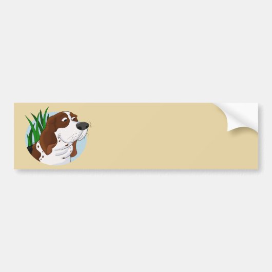 Basset Hound Cartoon Bumpersticker (Voorkant)