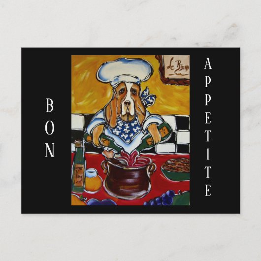 Basset Hound chef Briefkaart (Voorkant)