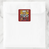 Basset Hound chef Vierkante Sticker (Tas)