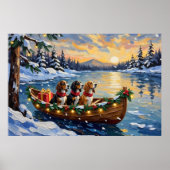 Basset Hound Christmas Boat Holiday Poster (Voorkant)