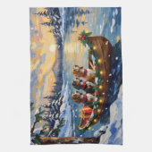 Basset Hound Christmas Boat Holiday Theedoek (Verticaal)