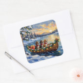 Basset Hound Christmas Boat Holiday Vierkante Sticker (Envelop)