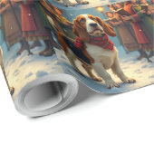 Basset Hound Christmas Carol Singers Painting Cadeaupapier (Rol Hoek)