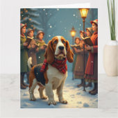 Basset Hound Christmas Carol Singers Painting Kaart (Voorkant)