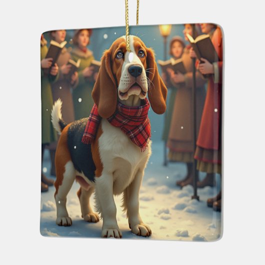Basset Hound Christmas Carol Singers Painting Keramisch Ornament (Links)