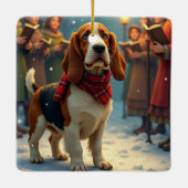Basset Hound Christmas Carol Singers Painting Keramisch Ornament (Achterkant)