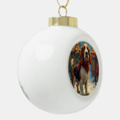 Basset Hound Christmas Carol Singers Painting Keramische Bal Ornament (Links)
