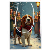 Basset Hound Christmas Carol Singers Painting Medium Cadeauzakje (Voorkant)