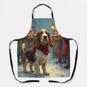 Basset Hound Christmas Carol Singers Painting Schort (Voorkant)