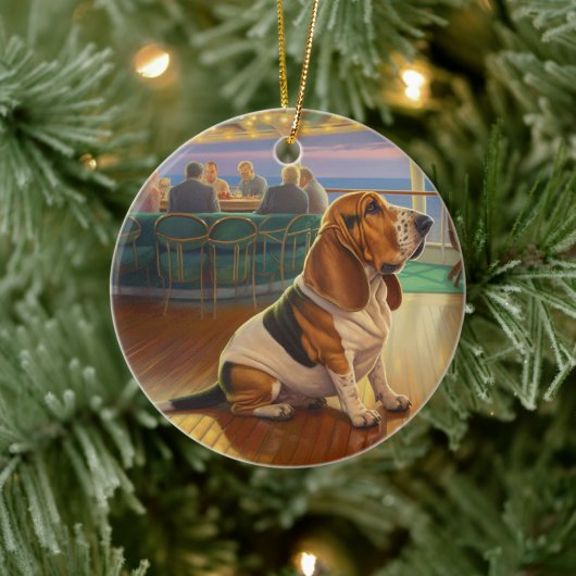 Basset Hound Christmas Cruise: Pawsome Holiday Keramisch Ornament (Boom)