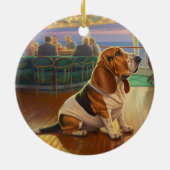 Basset Hound Christmas Cruise: Pawsome Holiday Keramisch Ornament (Achterkant)